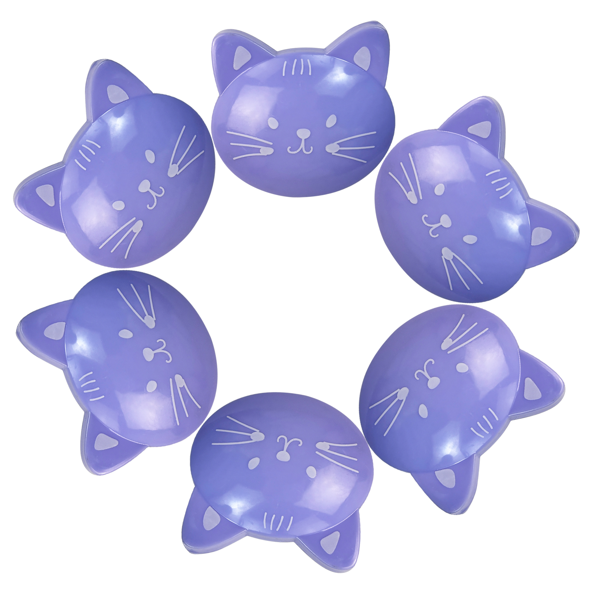 Purple Cat-Shaped Plastic Clip Set of 6