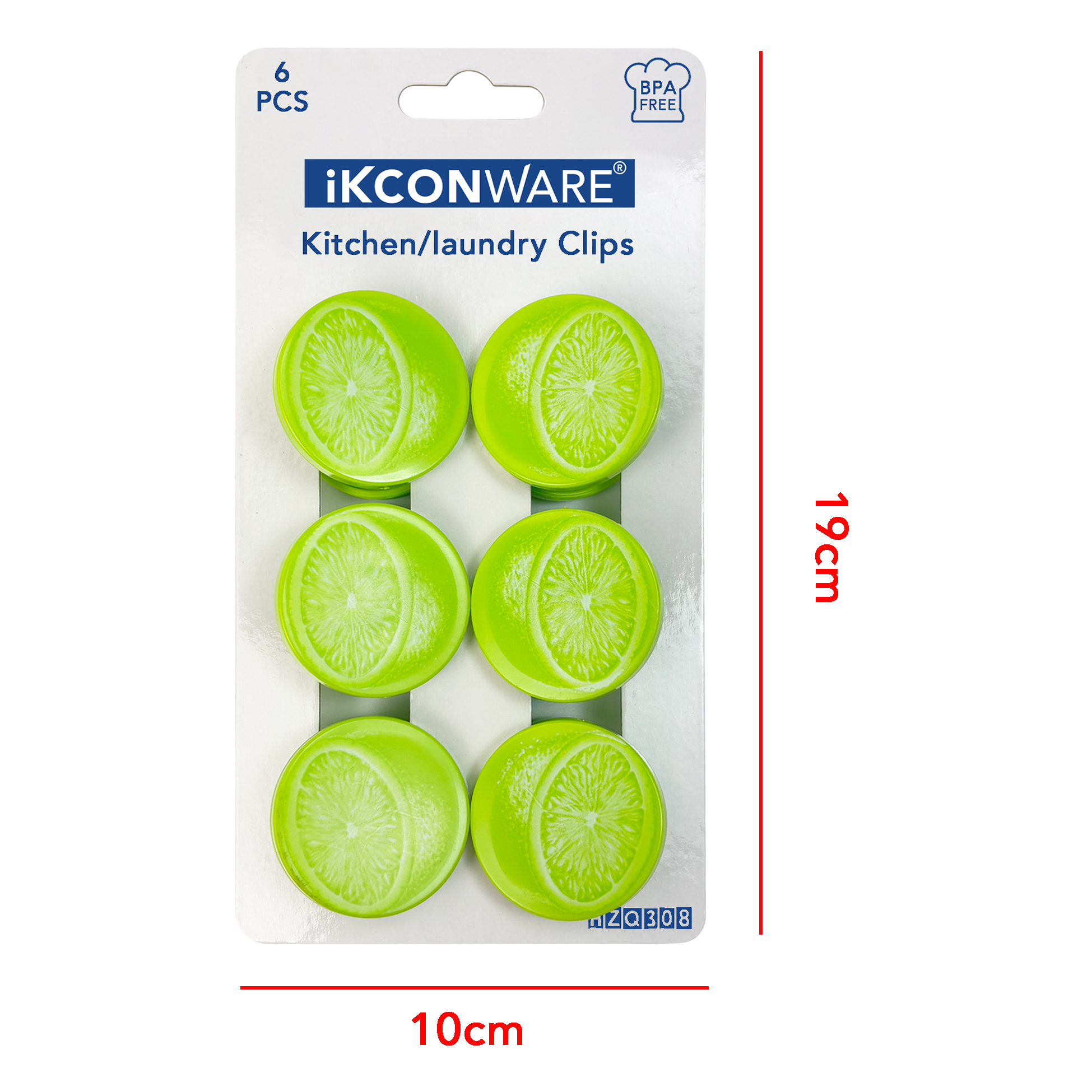 Lime-Slice Plastic Clip Set of 6