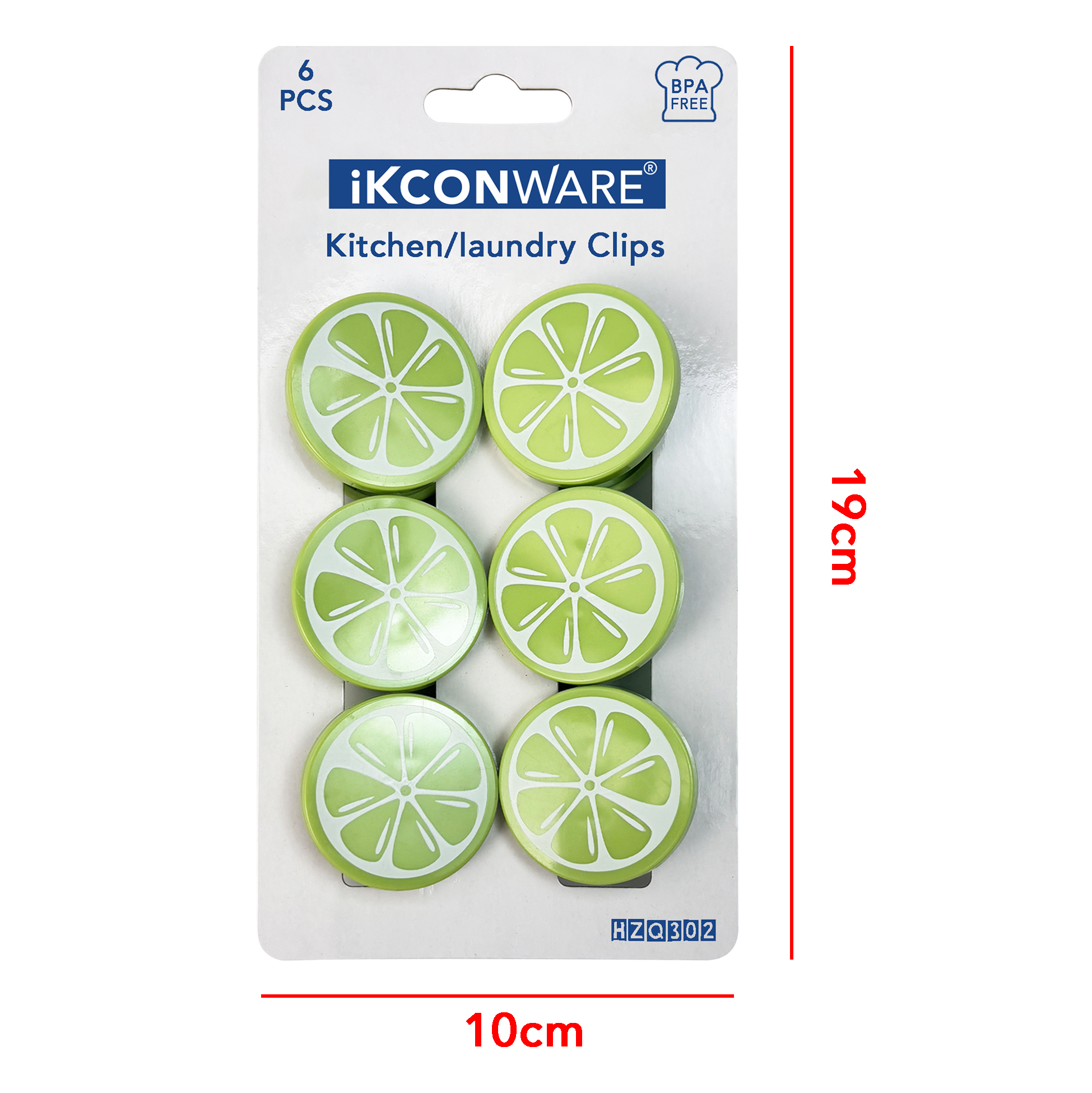 Lime-Pattern Plastic Clip Set of 6