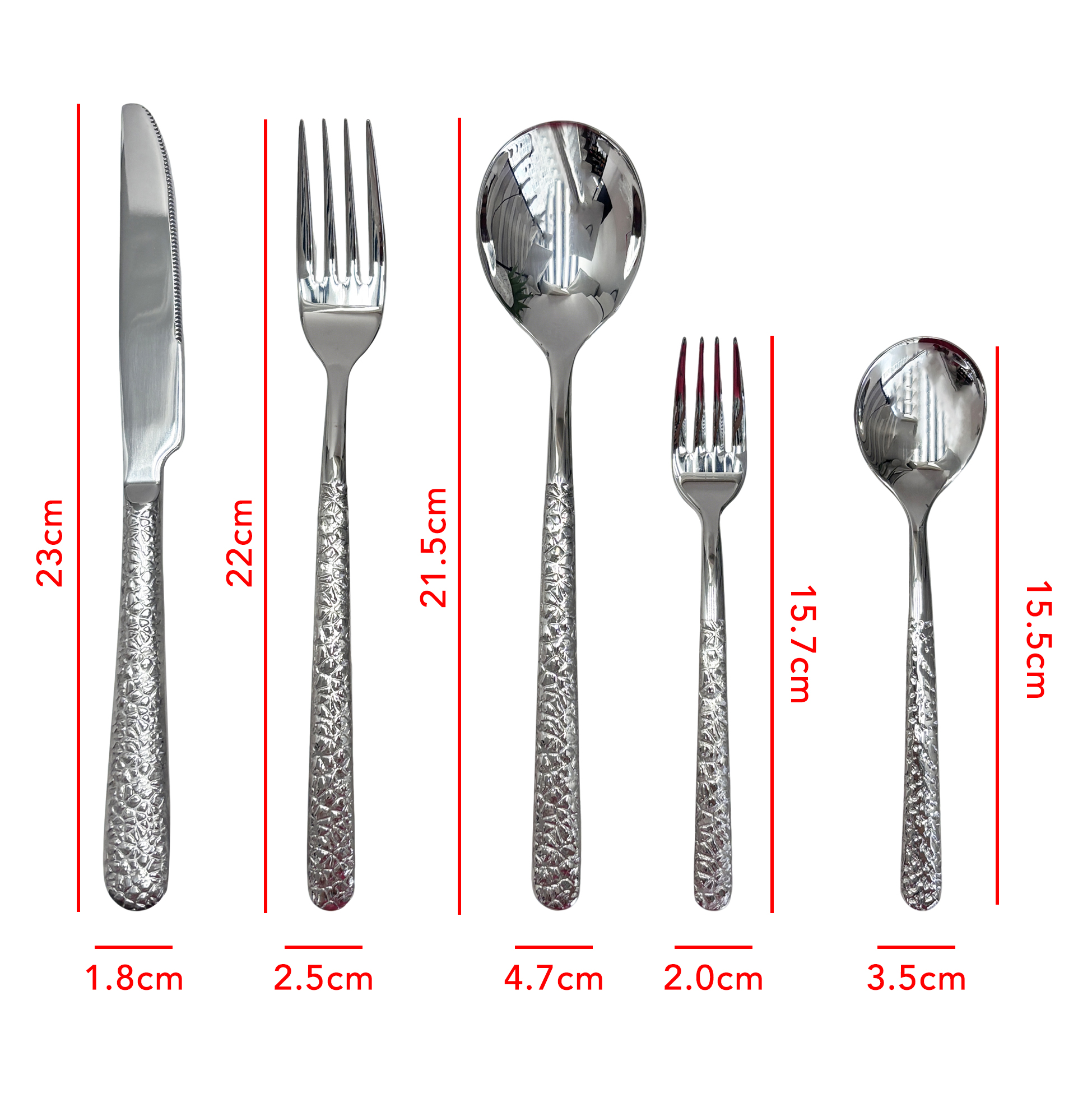 5-Piece Textured Stainless Steel Cutlery Set