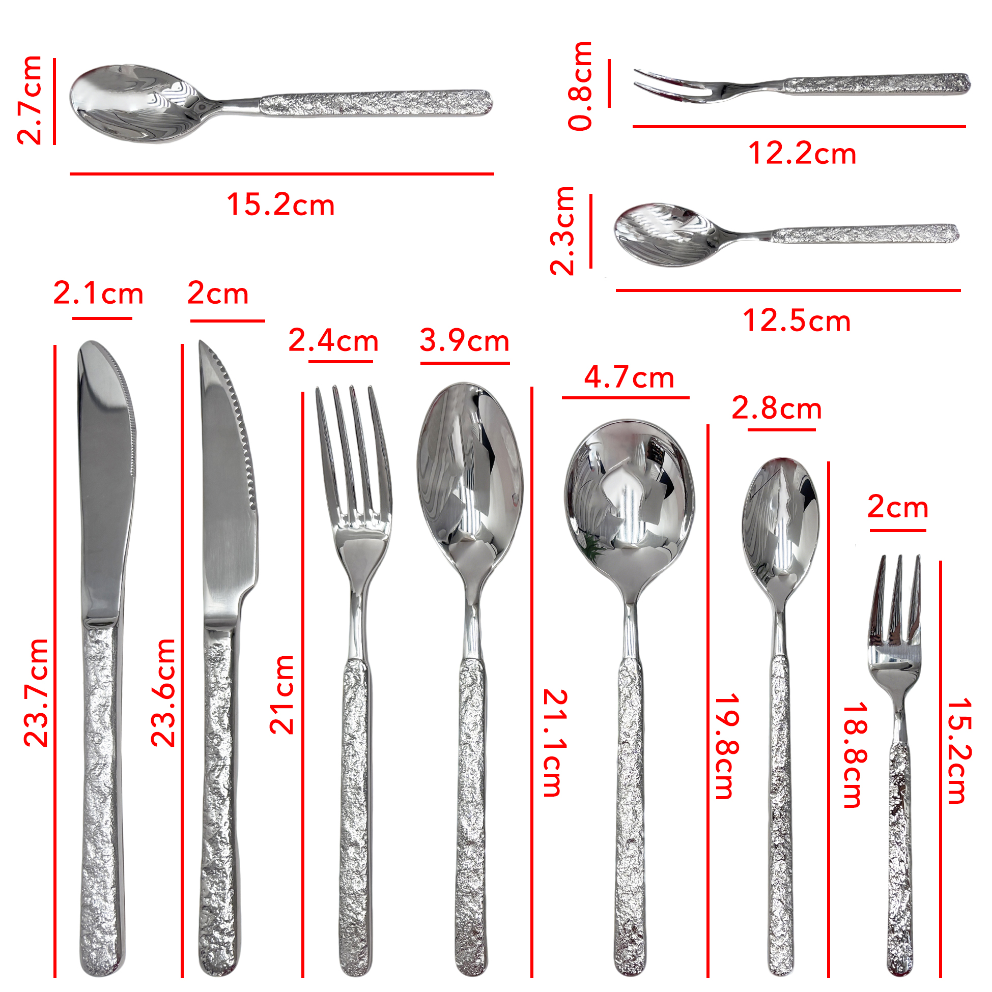 10-Piece Textured Silver Cutlery Set