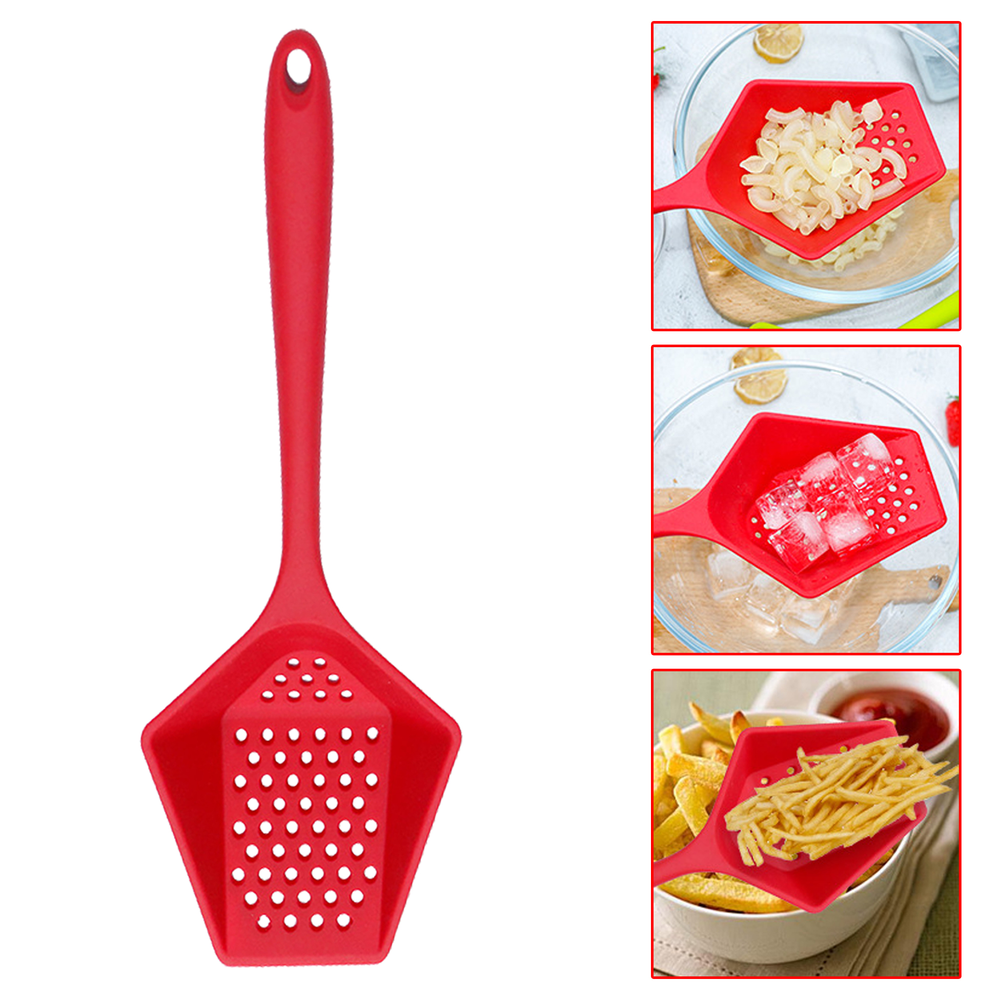 Silicone Colander Spoon with Hole Handle