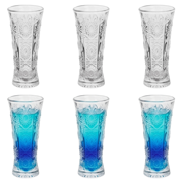 6-Piece Embossed Floral Tall Glass Set