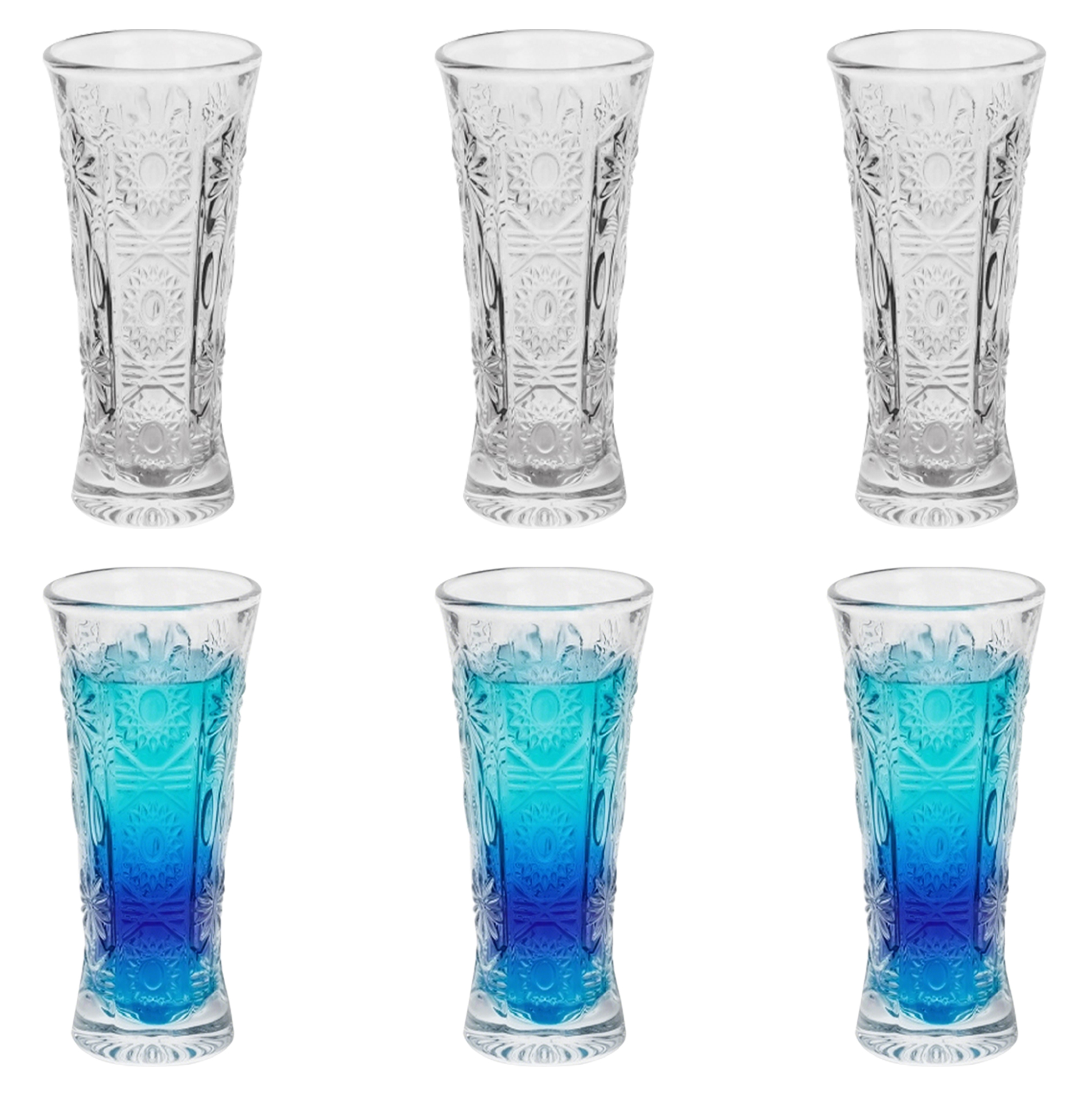 6-Piece Embossed Floral Tall Glass Set