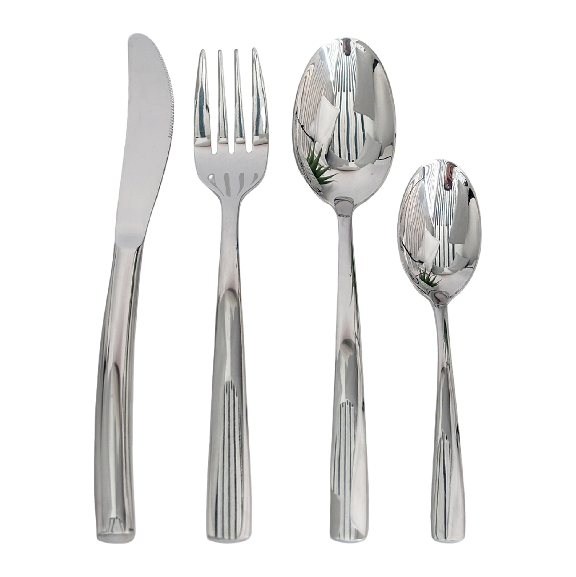 20-Piece Ribbed-Handle Stainless Steel Cutlery Set