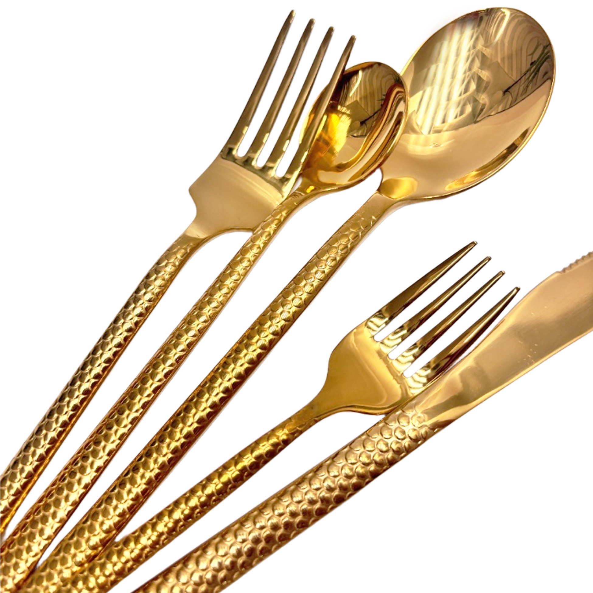 30-Piece Gold Mermaid-Scale Cutlery Set