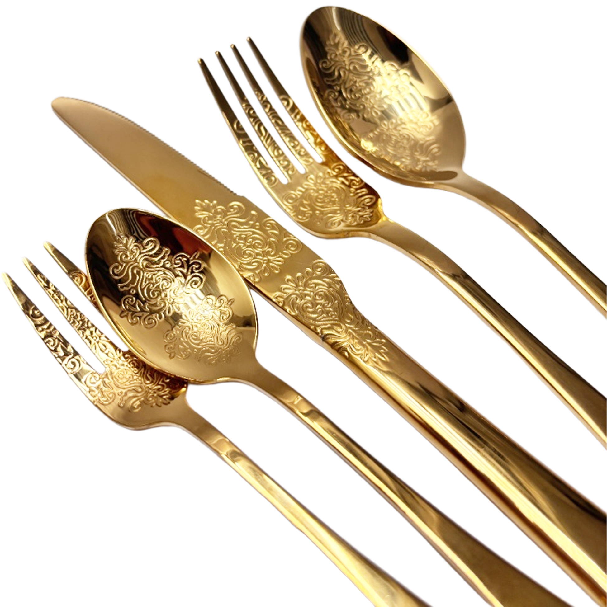 30-Piece Gold-Plated Ornate Cutlery Set