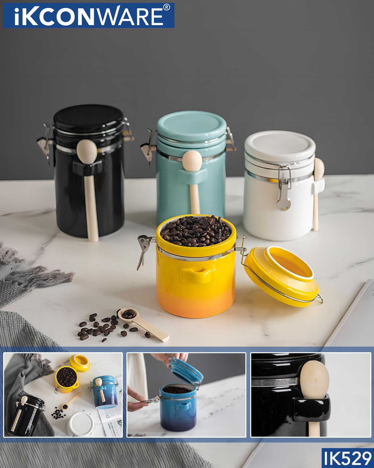 The Ultimate Solution for Organized Food Storage: 4-Piece Ceramic Canister Set