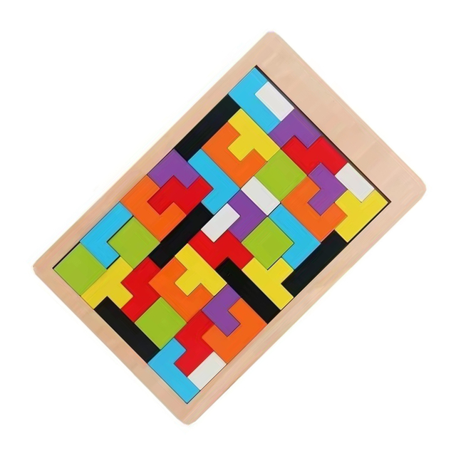 Wooden Tetris Puzzle Set