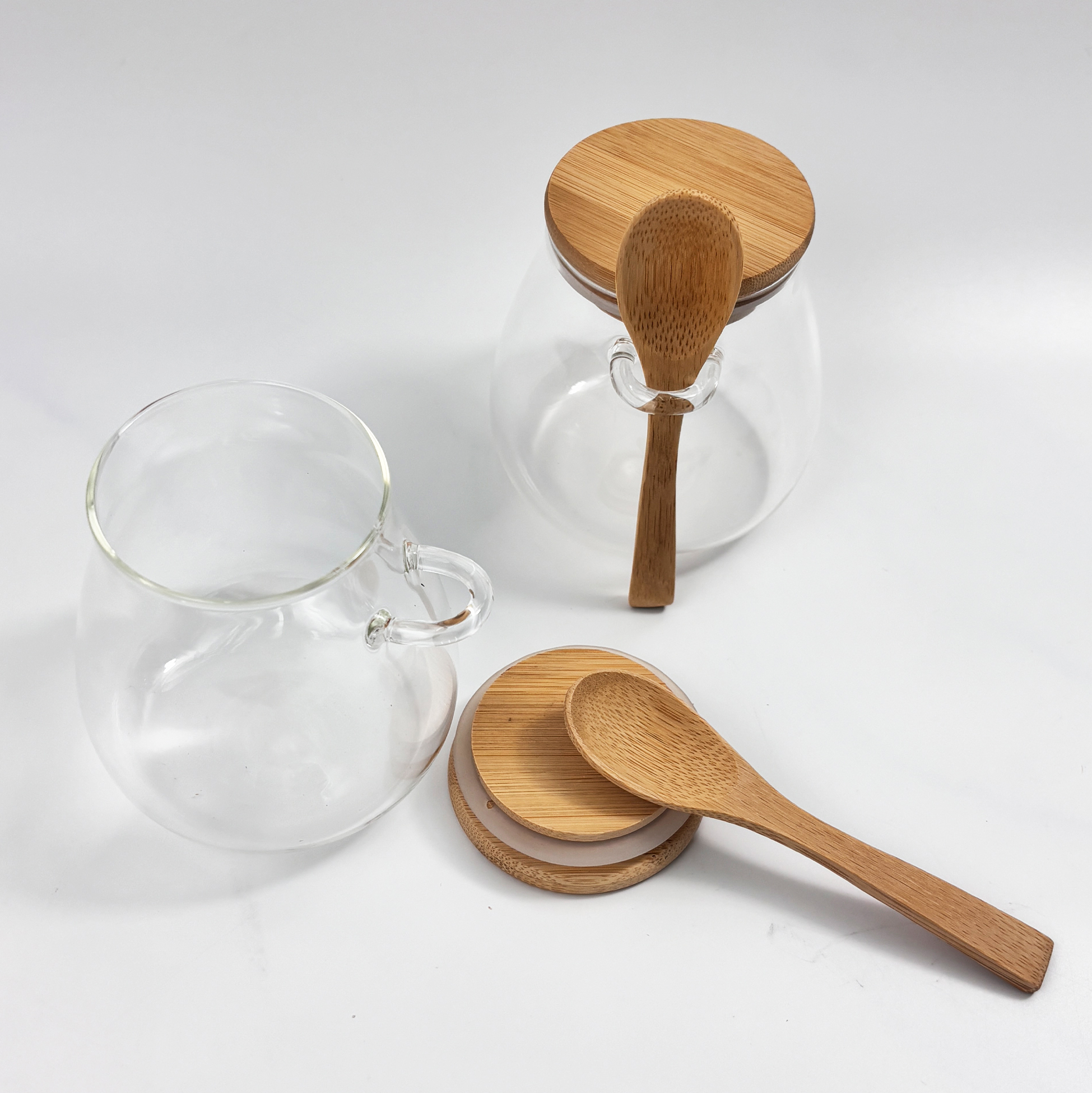3-piece Glass Kitchen Storage Jars with Bamboo Spoons