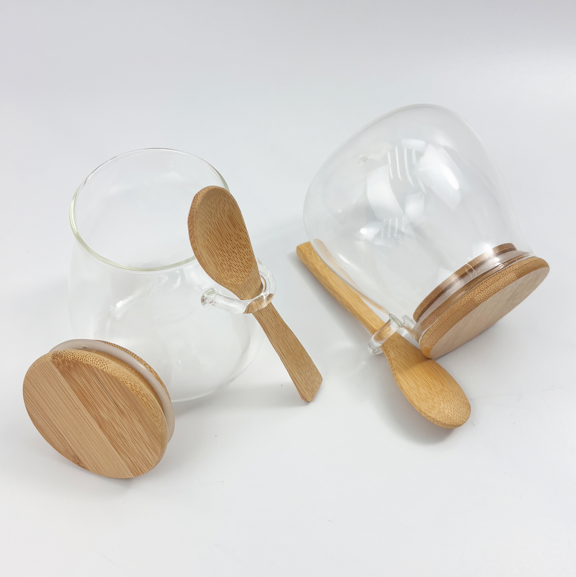 4-piece Glass Kitchen Storage Jars with Bamboo Spoons