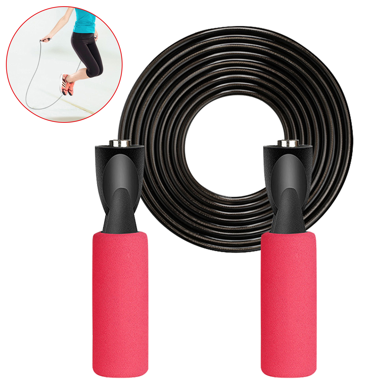 2.8M Length 4.5MM Diameter Adjustable Length Jumping Rope Steel Wire Foam Handle Skipping Rope With Ball Bearing