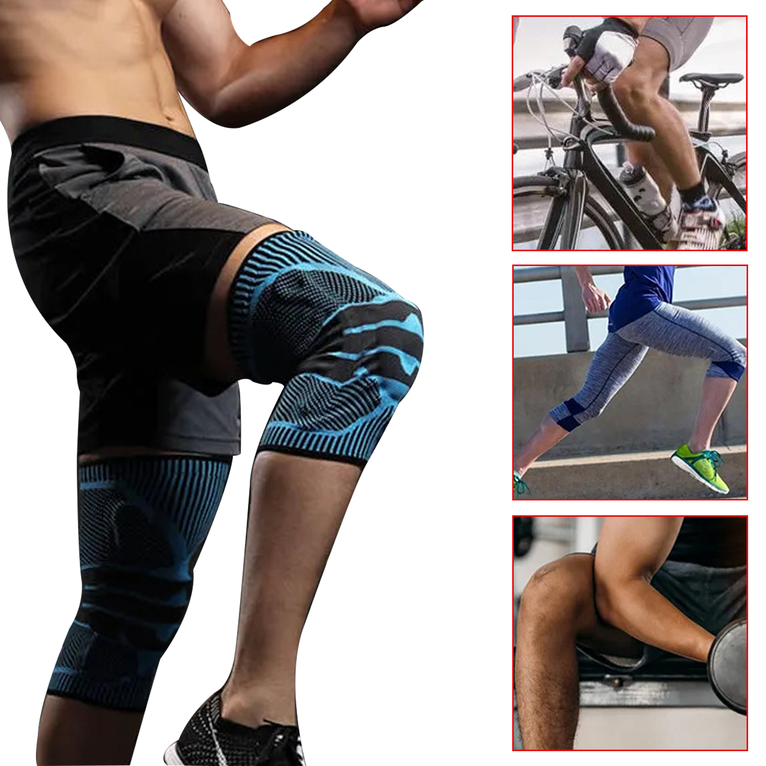 Professional Knee Sheath Sports Knee Pads Silicone Knitted Elastic Support Knee Meniscus Squat Running Basketball Men's And Women's Leggings