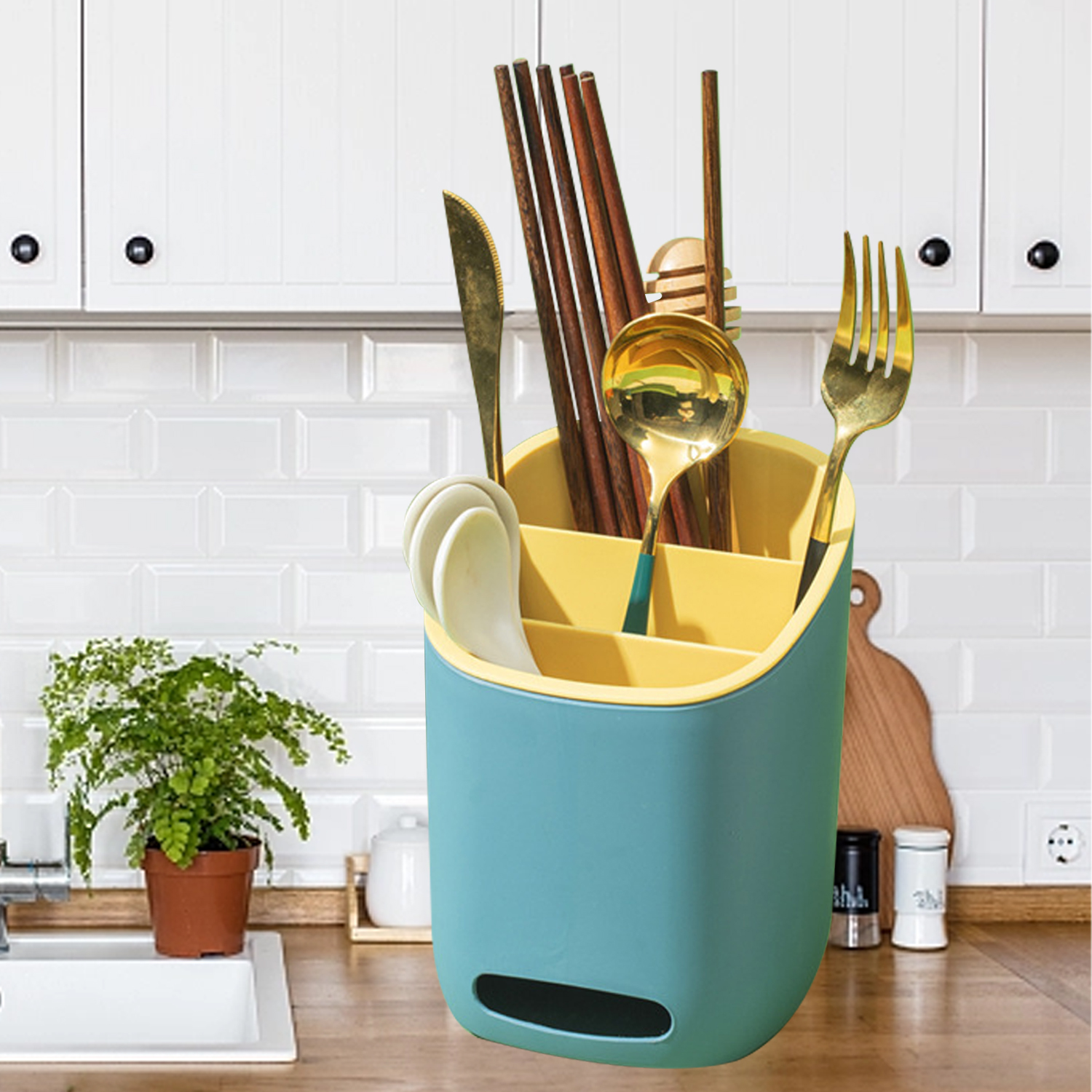 Double Layer Cutlery Storage Organizer Tableware Drainboard Drain Rack Spoon Knife Fork Kitchenware Organizer Shelf