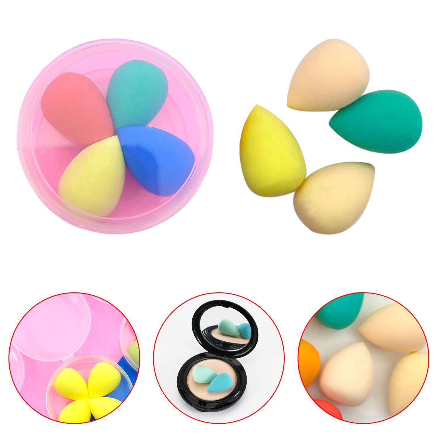 4Pcs Mini Flower Shape High Quality Latex Free Cosmetic Puffs Multicolor Make Up Makeup Sponge Set