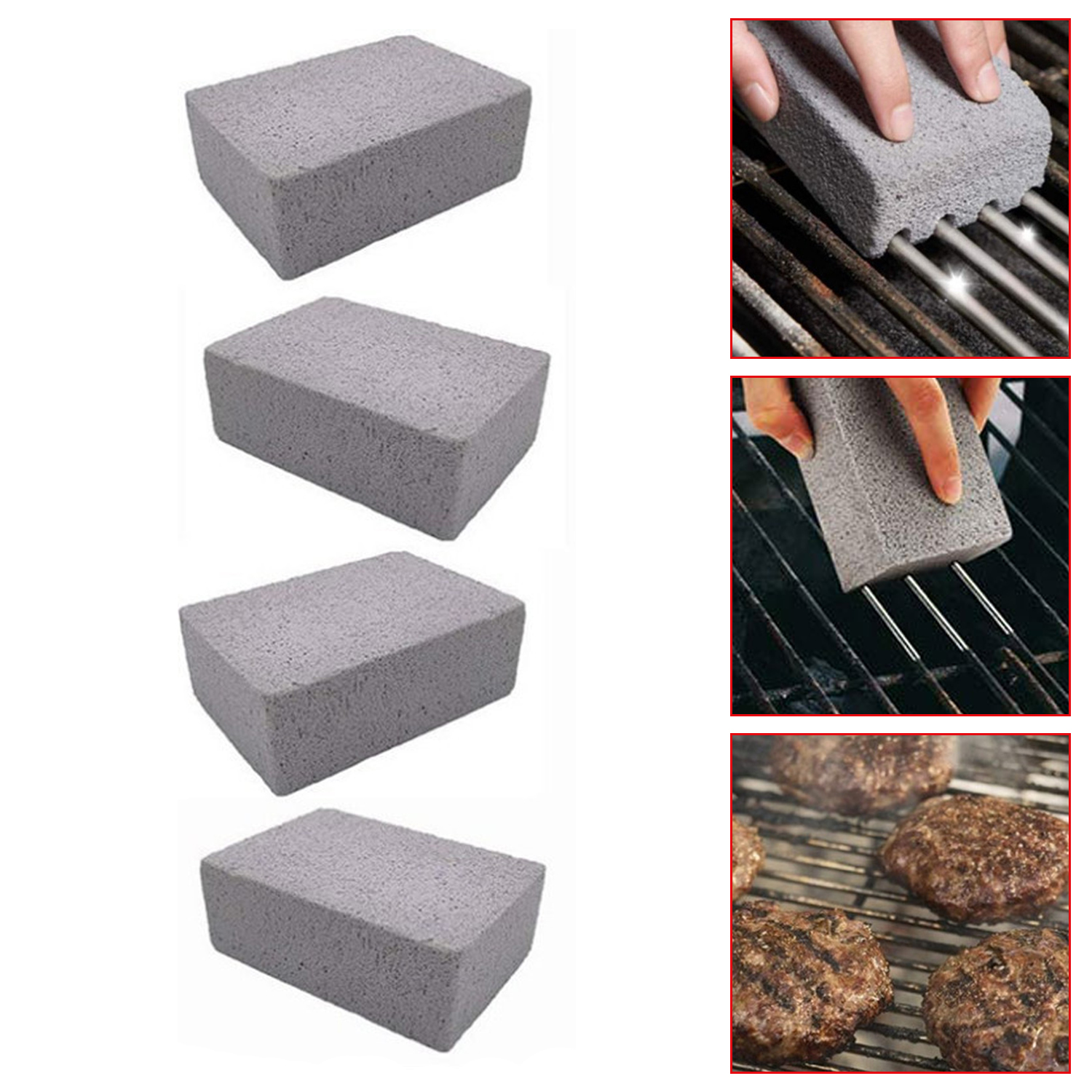 Grill Stone Cleaning Block Brick BBQ Pumice Non Toxic Restaurant Grade Reusable Scratch Smokers Flat Top Grates Cast Iron