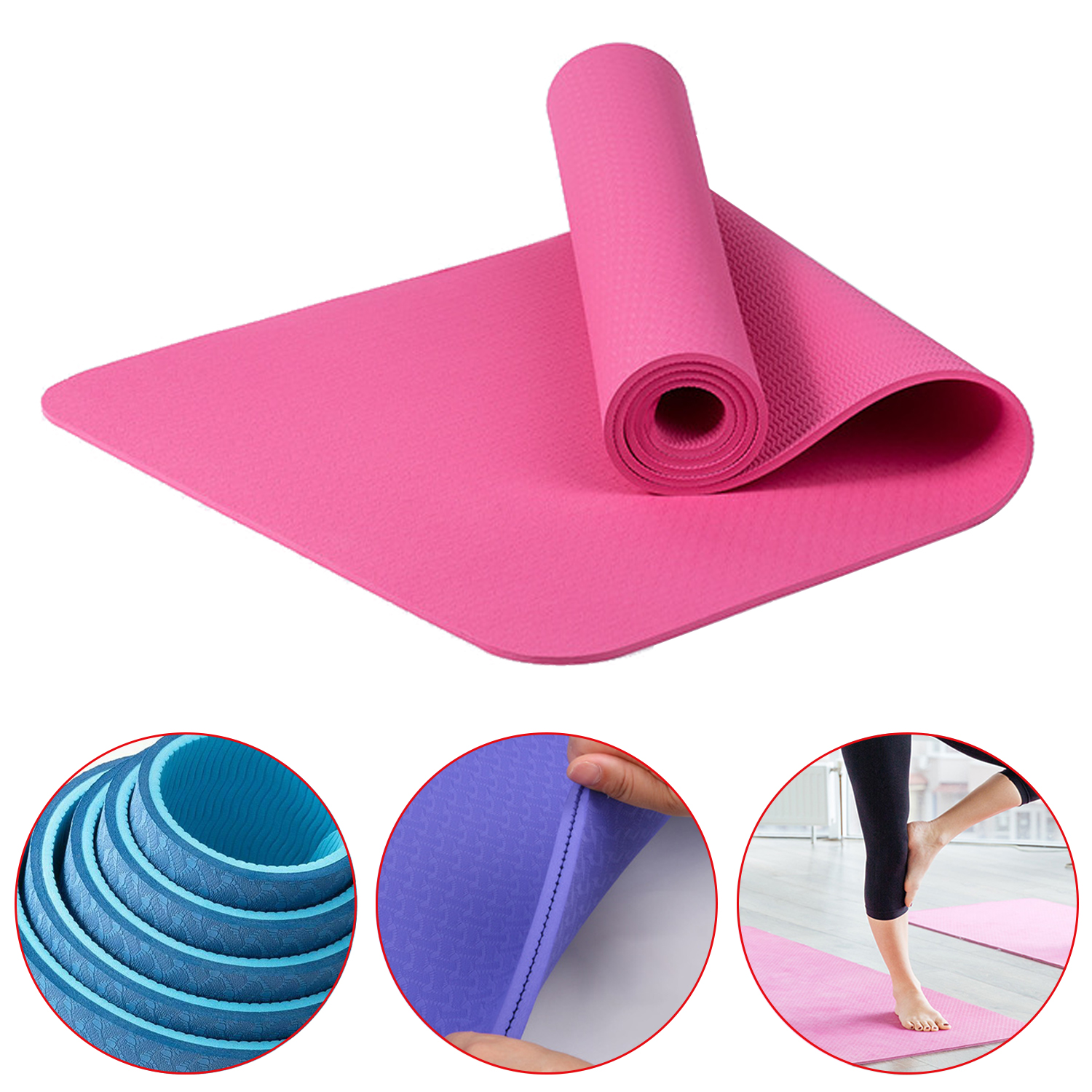 Extra Thick High Density Anti-Tear Exercise Yoga Mat with Carrying Strap, Non-slip Eco Friendly Exercise Yoga Mat for Men and Women