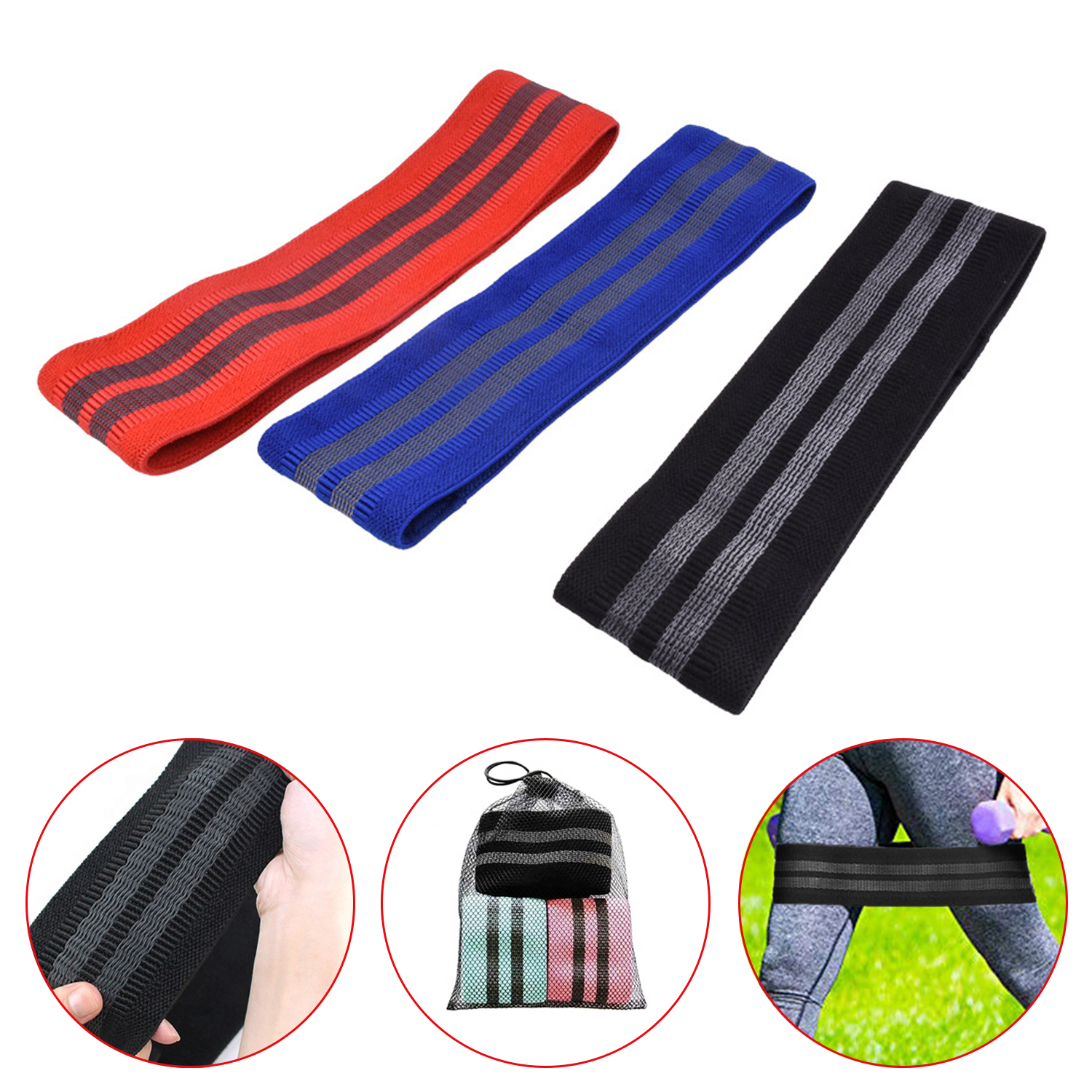 Resistance Bands for Working Out 3 Levels Resistance Bands for Legs with Storage Bag Non-Slip Hip Booty Bands Perfect for Yoga Pilates, Rehab Fitness Resistance Band