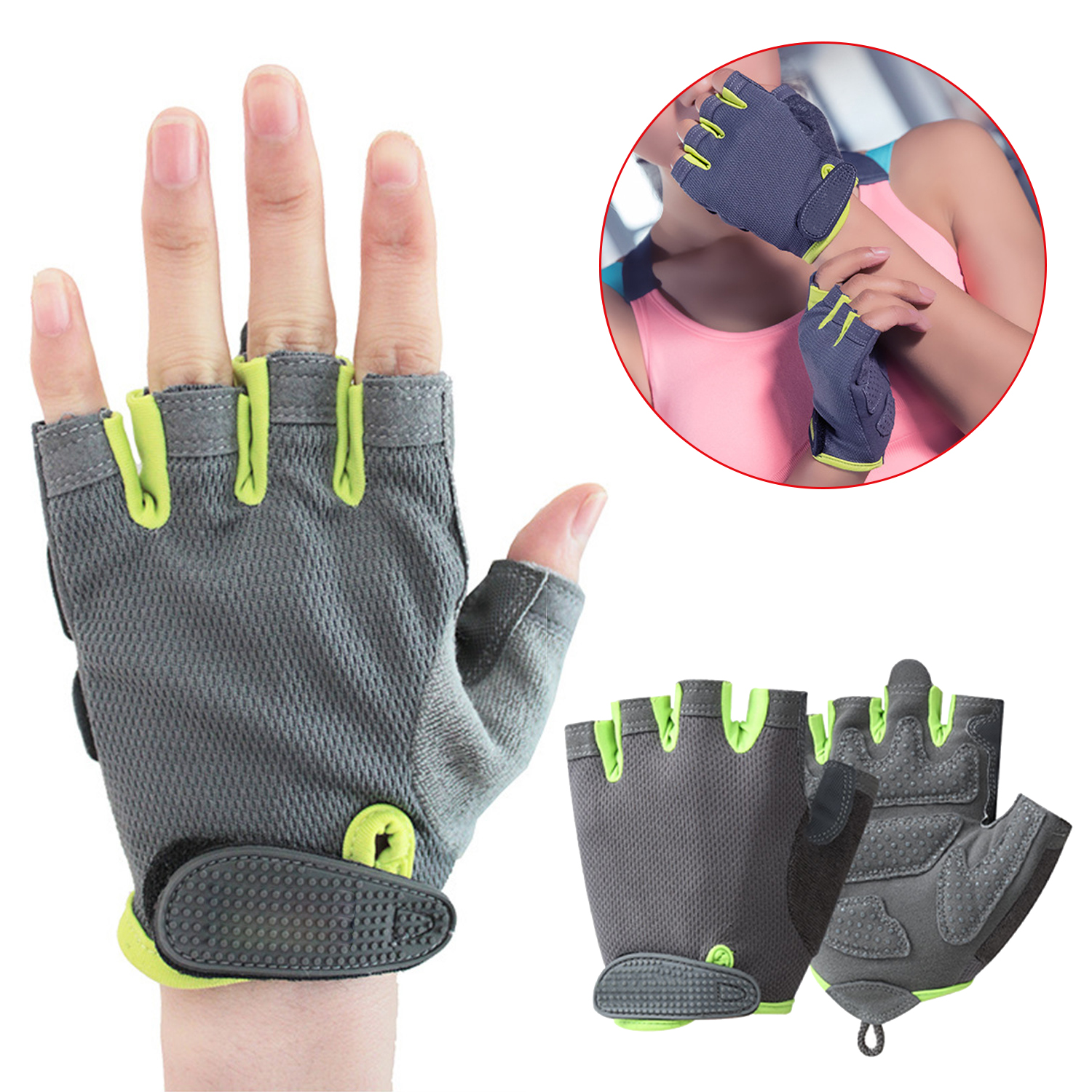 Sports Body Building Training Men Women Paired Fitness Sport Gym Exercise Weightlifting Half Finger Gloves Silicone Sports Gym Gloves