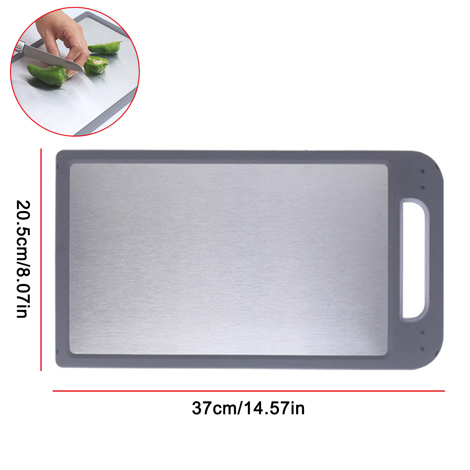 High Quality Double Sided Home Kitchen Stainless Steel And PP Cutting Chopping Board Chopping Board With Handle