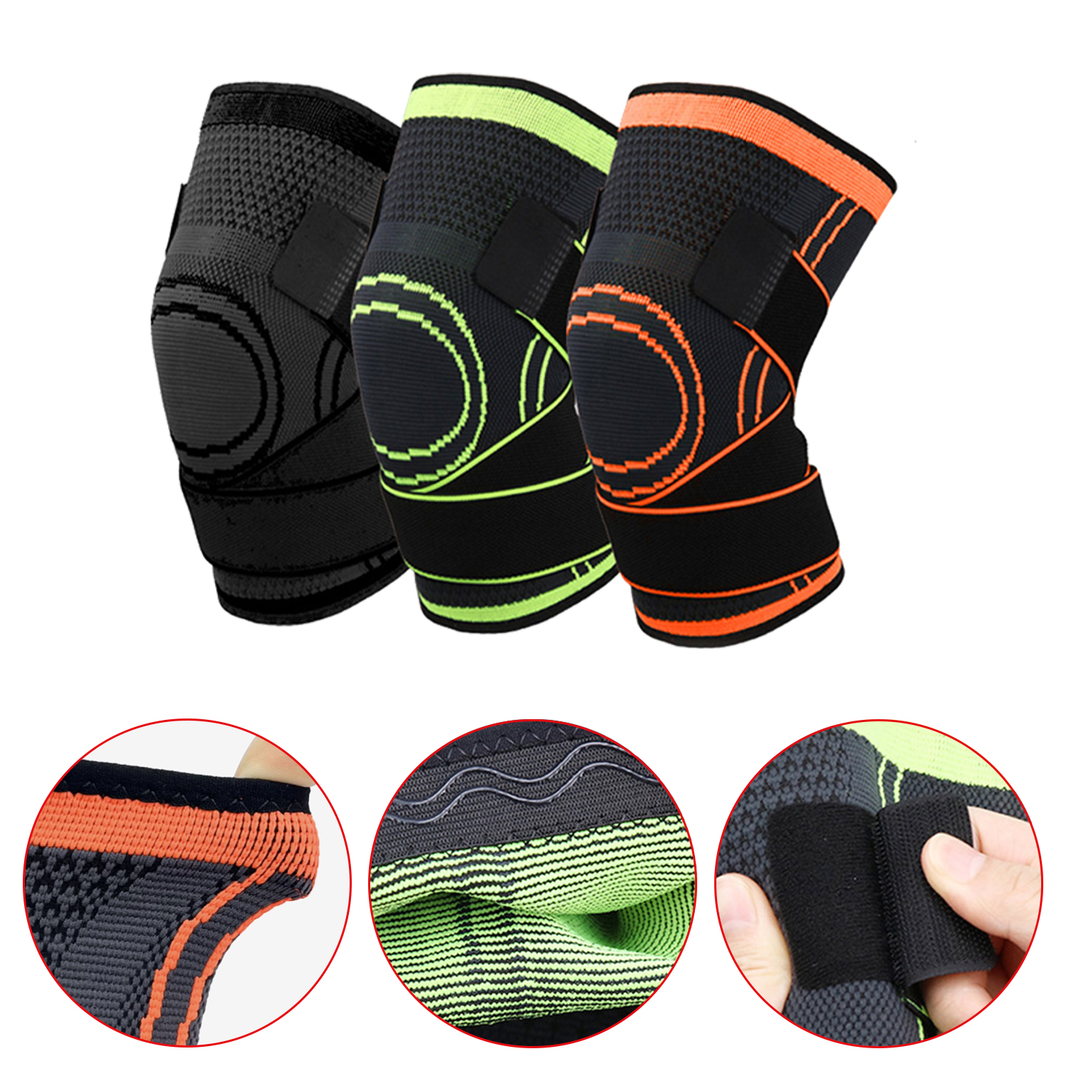 Compression Knee Sleeve Adjustable Elastic Compression Knee Sleeve in Fitness Safety Anti-slip Knee Pads Athletic Knee Brace