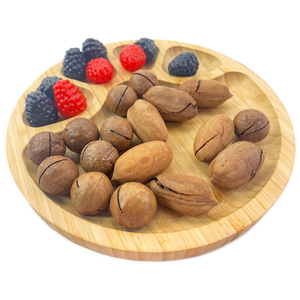 Bamboo Nuts Tray Bamboo Creative Fruit Plate with 5 Squares Service Plate Snack Nuts Tray