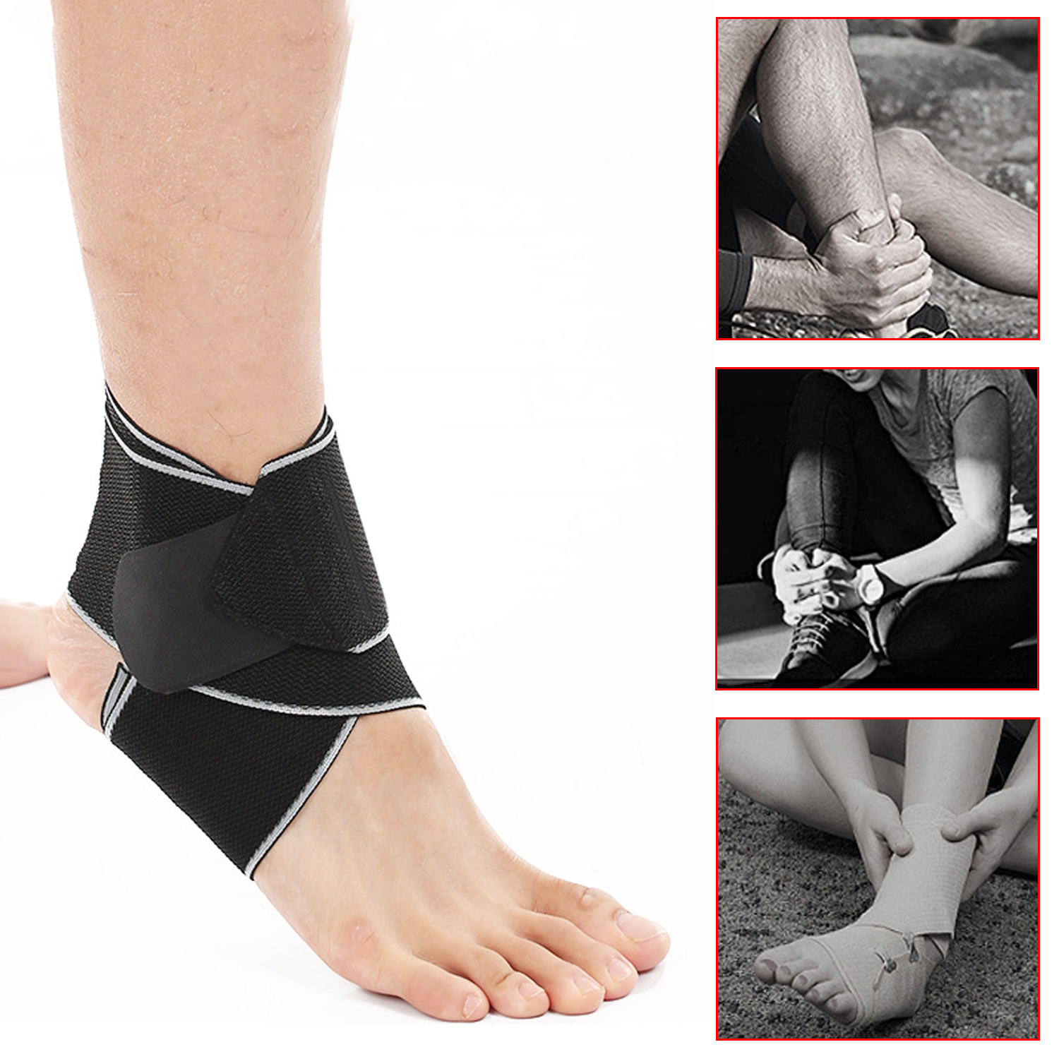 Bandage Wrapped Around Ankle Support Basketball Football Running Ankle Protection Anti-sprain Silicone Non-slip Ankle Support Men And Women