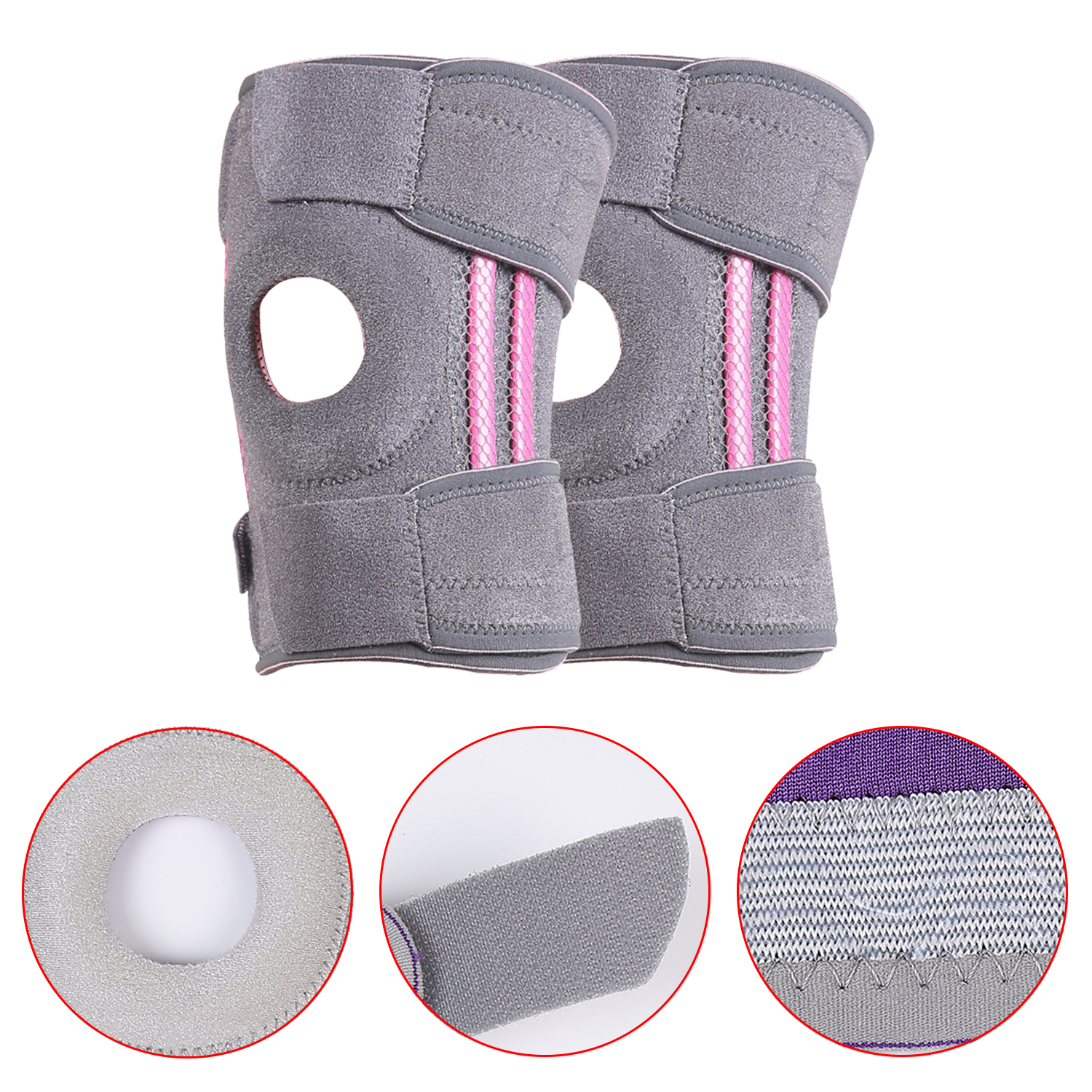 Knee Support Braces With Side Stabilizers & Patella Gel Pads For Knee Support, Adjustable Compression Knee Support Braces