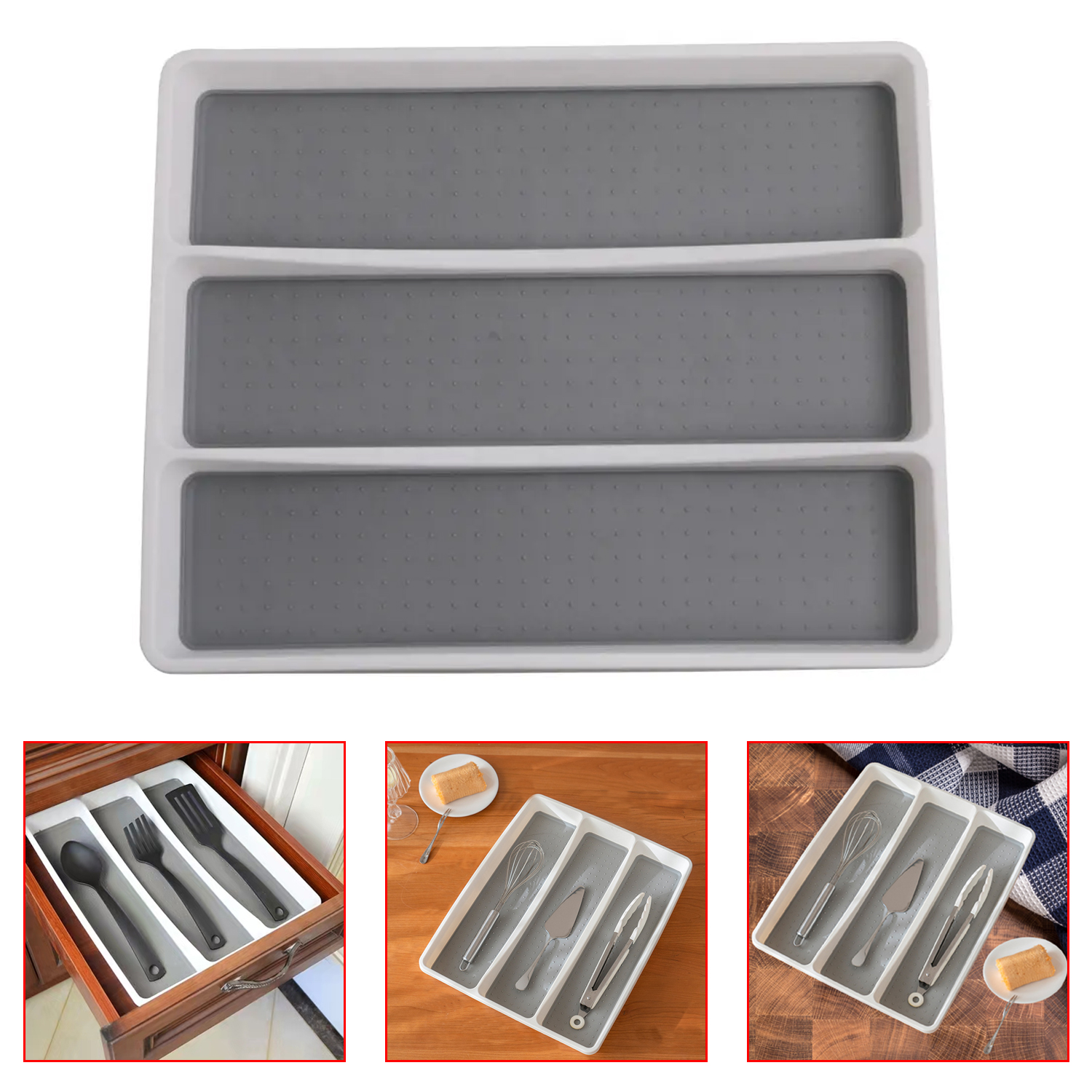 3 Compartment Kitchen MultiPurpose Storage Silverware Drawer Organizer Cutlery Tray for Kitchen Compartment Utensil Organizer