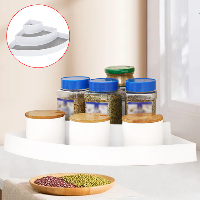 3 Tier Kitchen Cabinet Pantry Compact Corner Shelf Plastic Spice Food Storage Rack