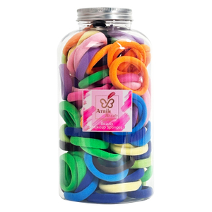 100 Multi-Color Hair Band with 1 Storage Jar