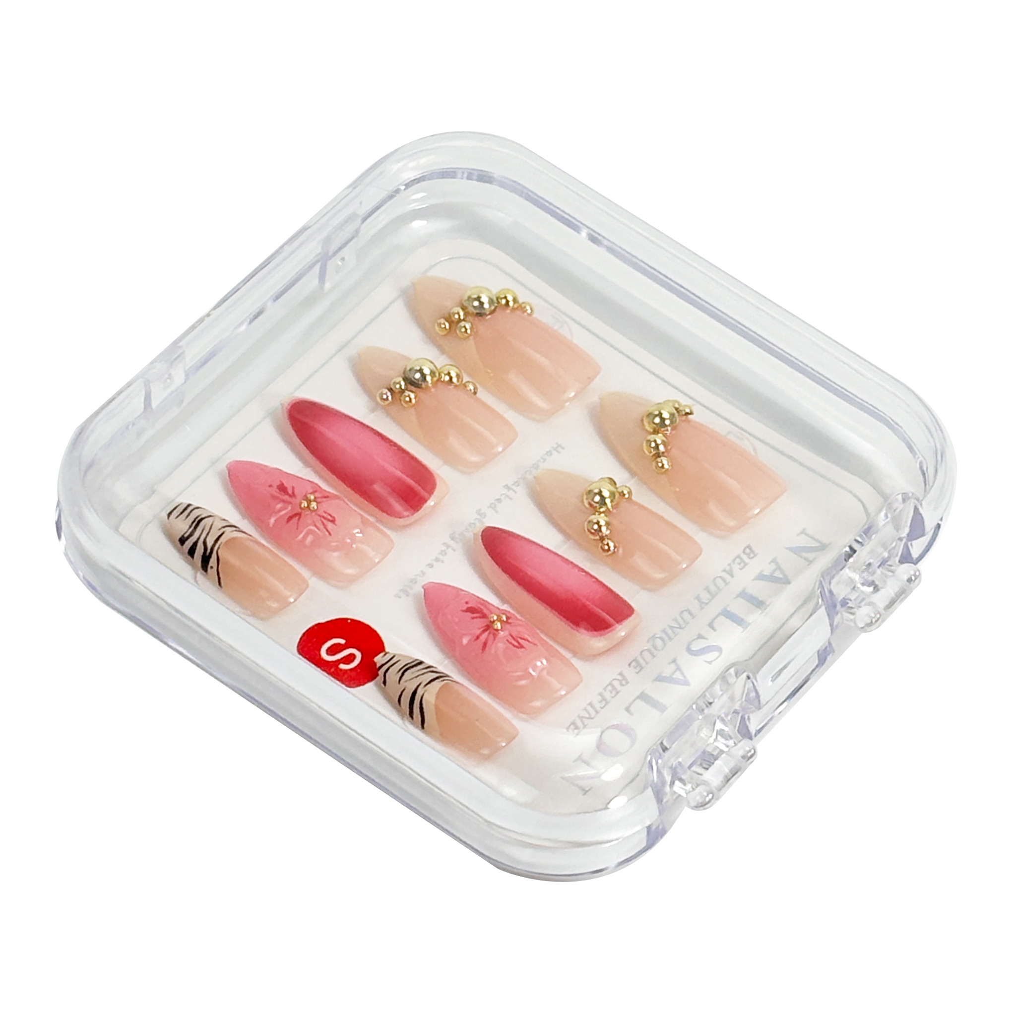 10-Piece Reusable Press-On Nail Set with Plastic Storage Box