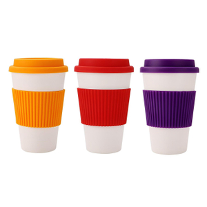 Silicone-Wrapped Ceramic Coffee Cup with Lid