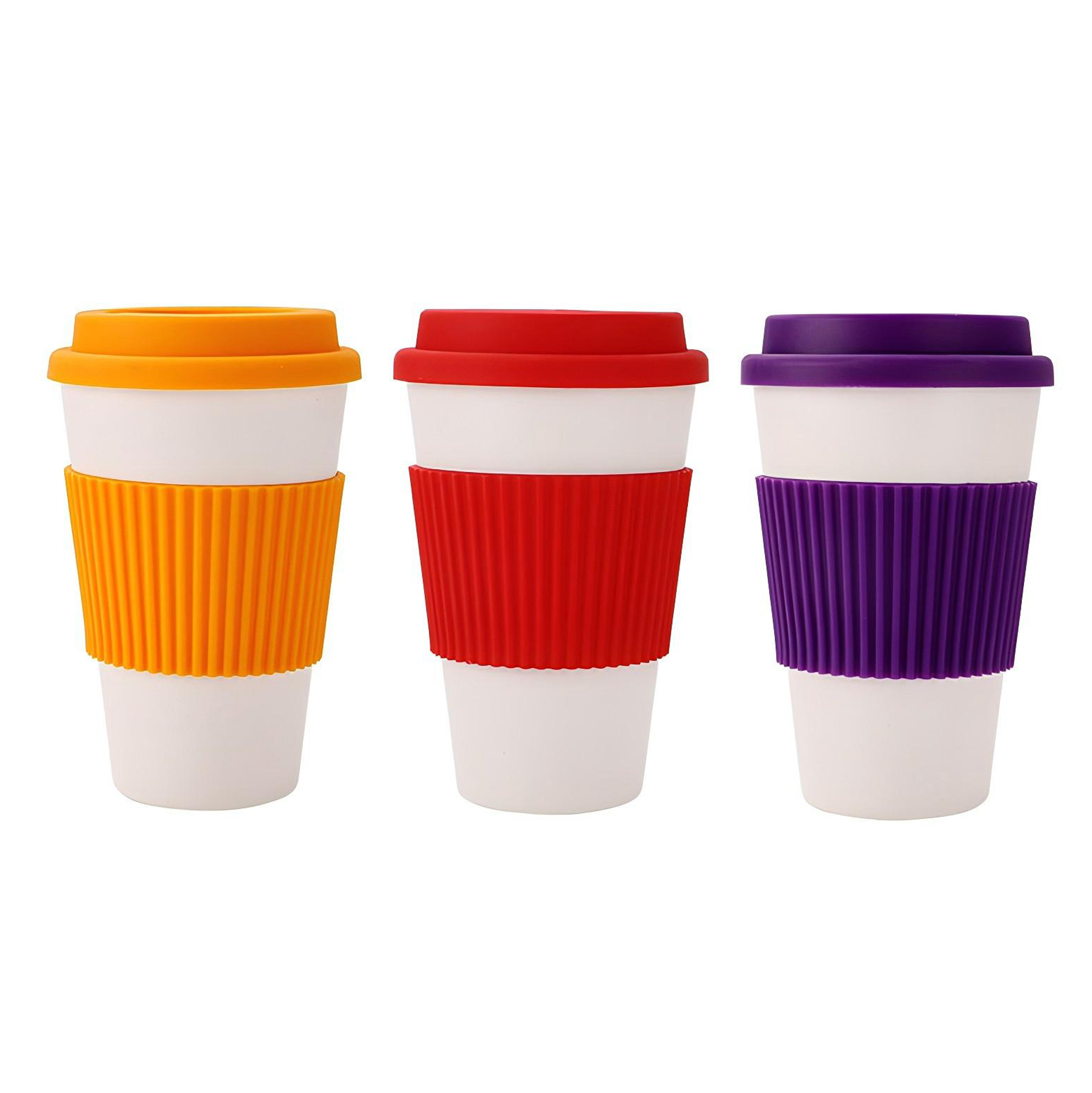 Silicone-Wrapped Ceramic Coffee Cup with Lid