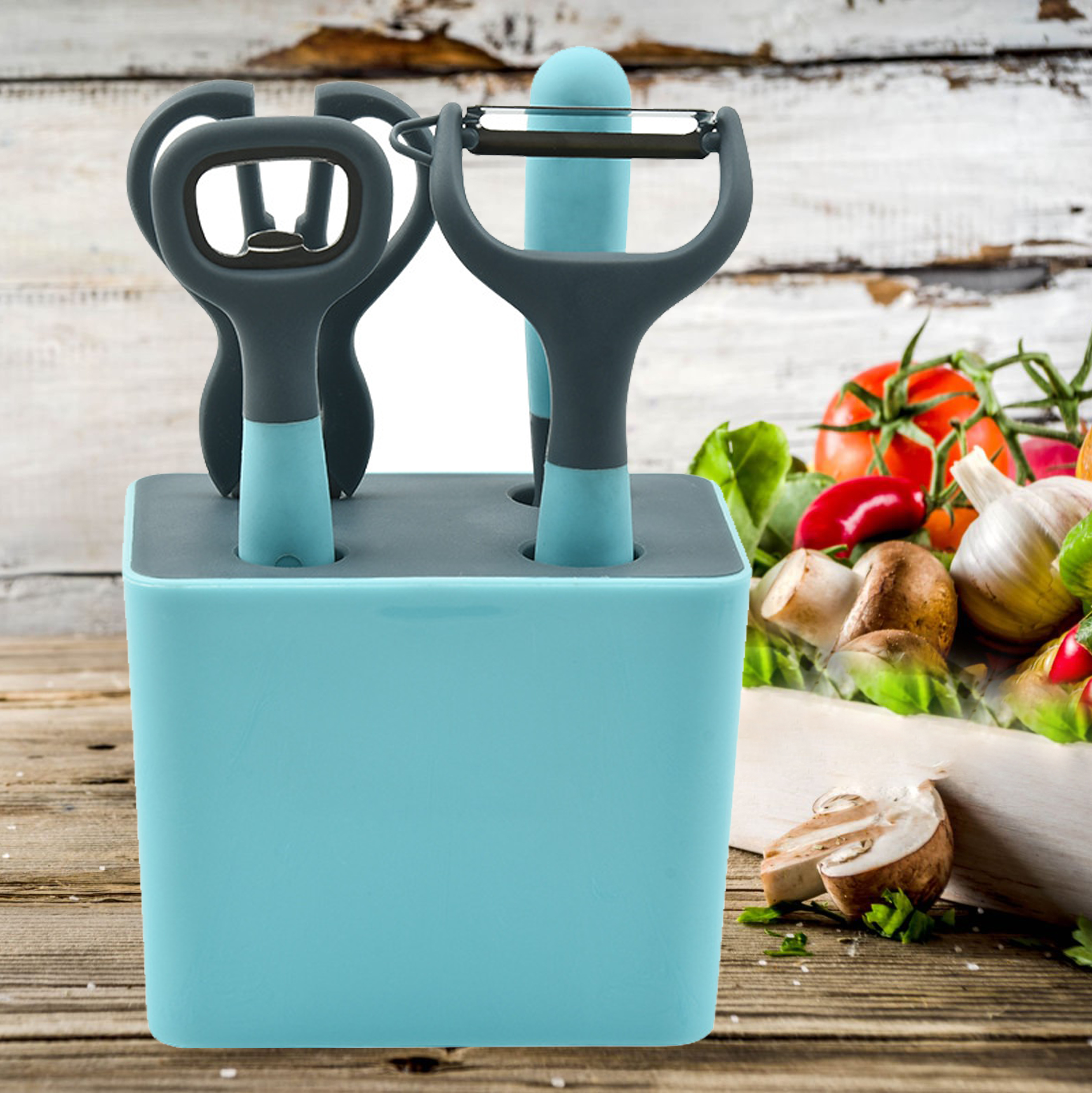 5-Piece Kitchen Tool Set With Storage Base