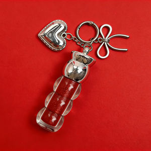 Heart-bow Charm Lip Gloss Keychain Portable Refillable Lip Gloss Dispenser