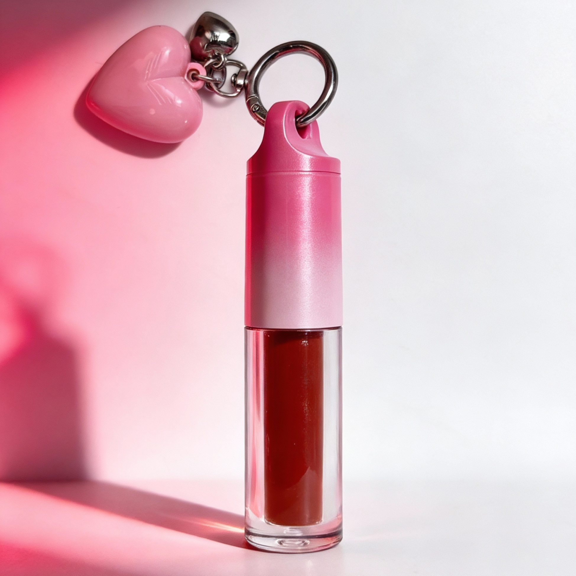 Heart Charm Lip Gloss Keychain Portable Refillable Lip Gloss Dispenser