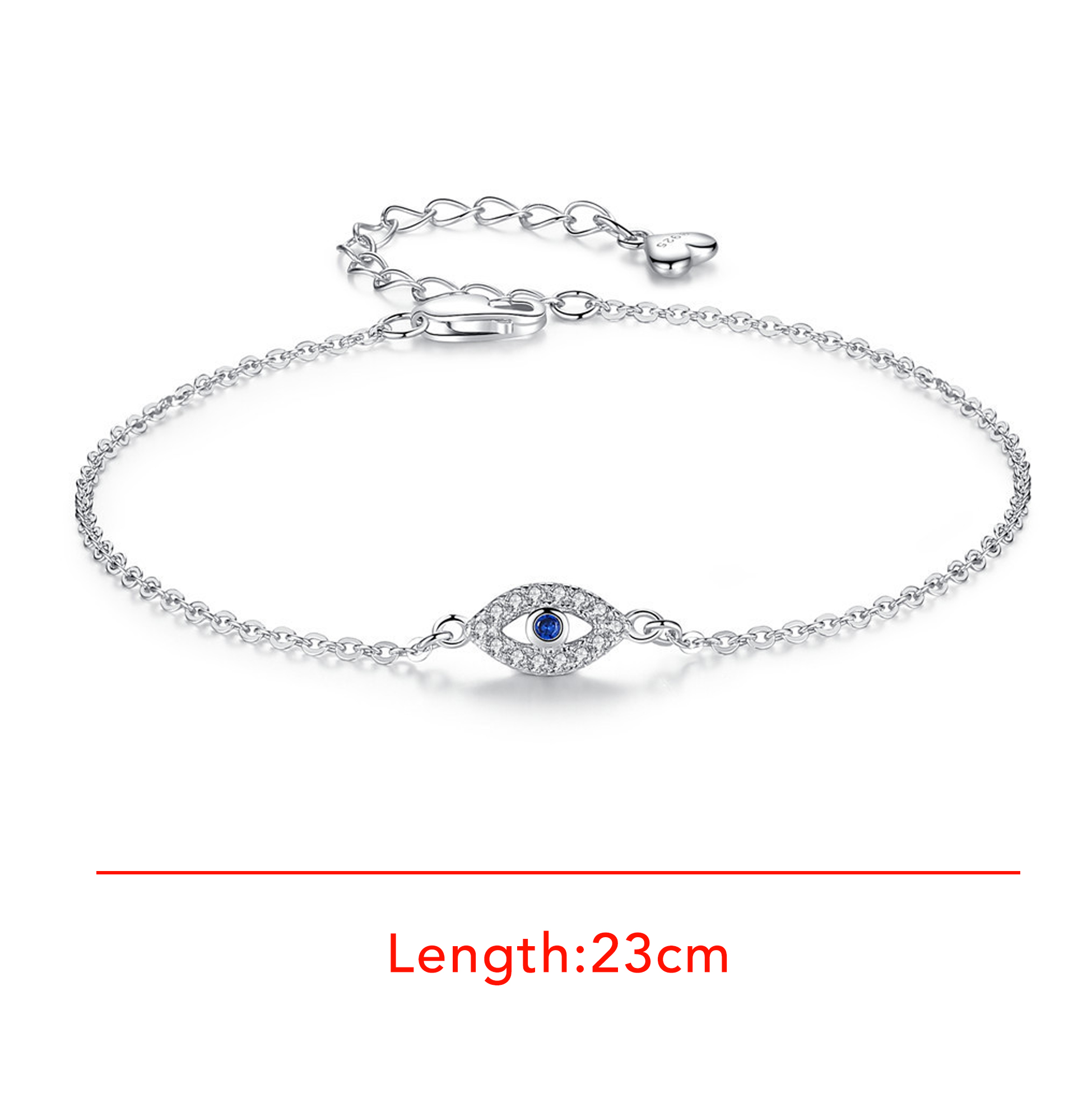 Mother's Day Evil Eye Silver Bracelet 23cm Luxury Silver Evil Eye Bracelet
