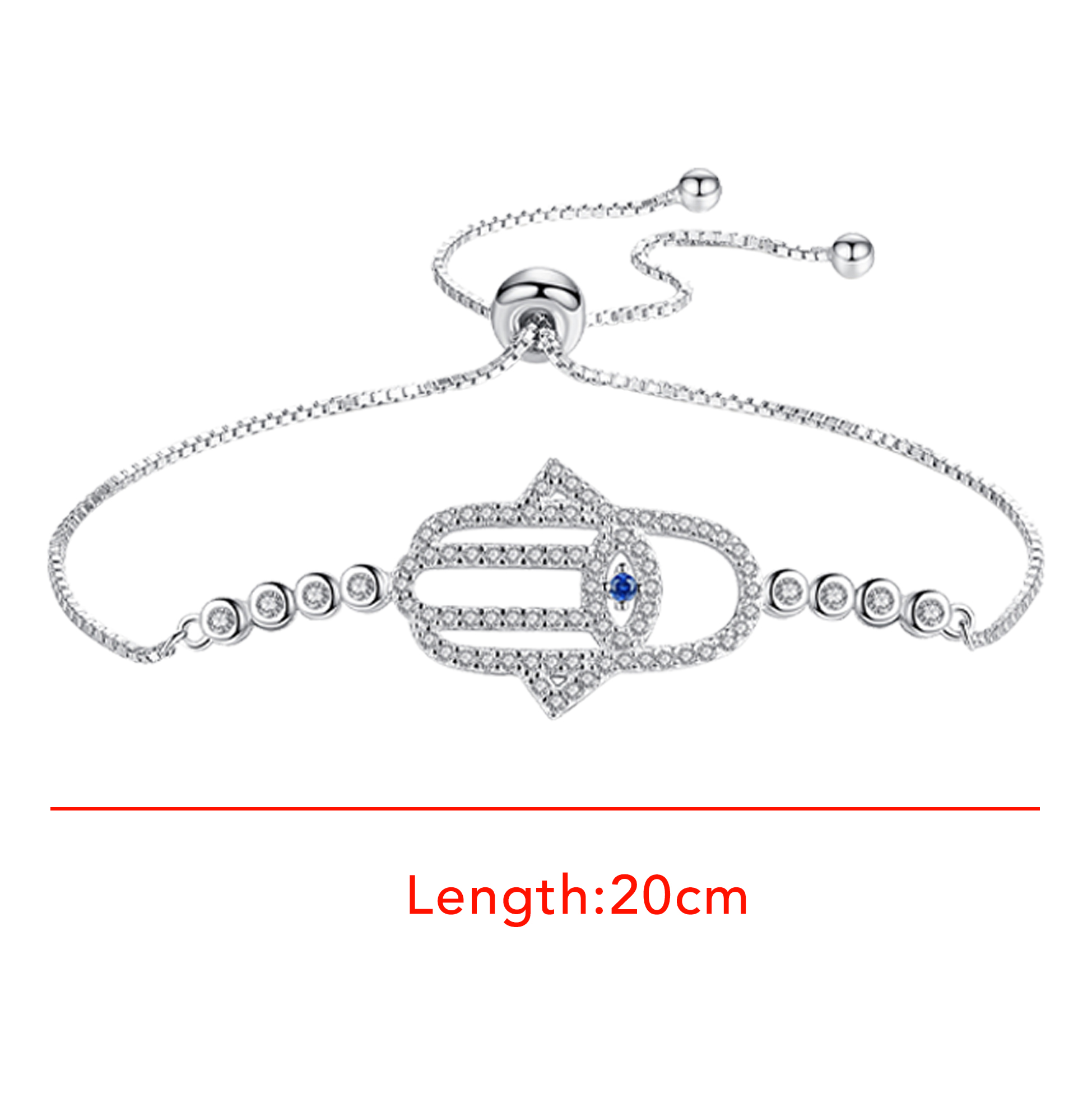 Mother's Day Luxury Silver Bracelet Hamsa Hand Silver Diamond Bracelet