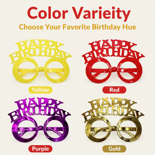 Happy Birthday Party Glasses Multi-color Festive Eyewear