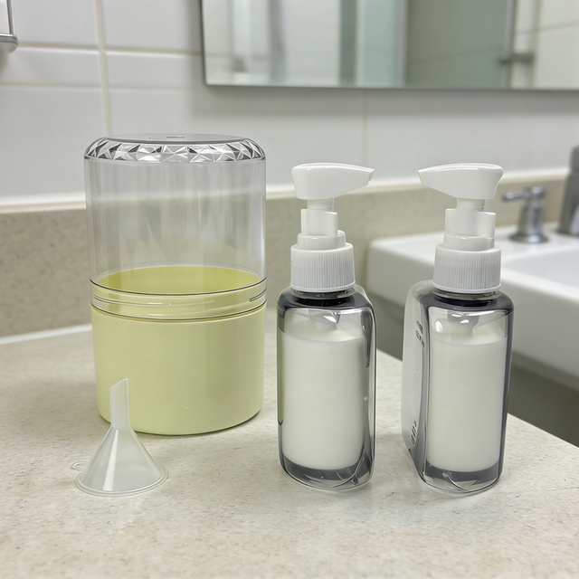 2-in-1 Travel Pump Bottle Set Funnel-included Toiletry Bottle Kit