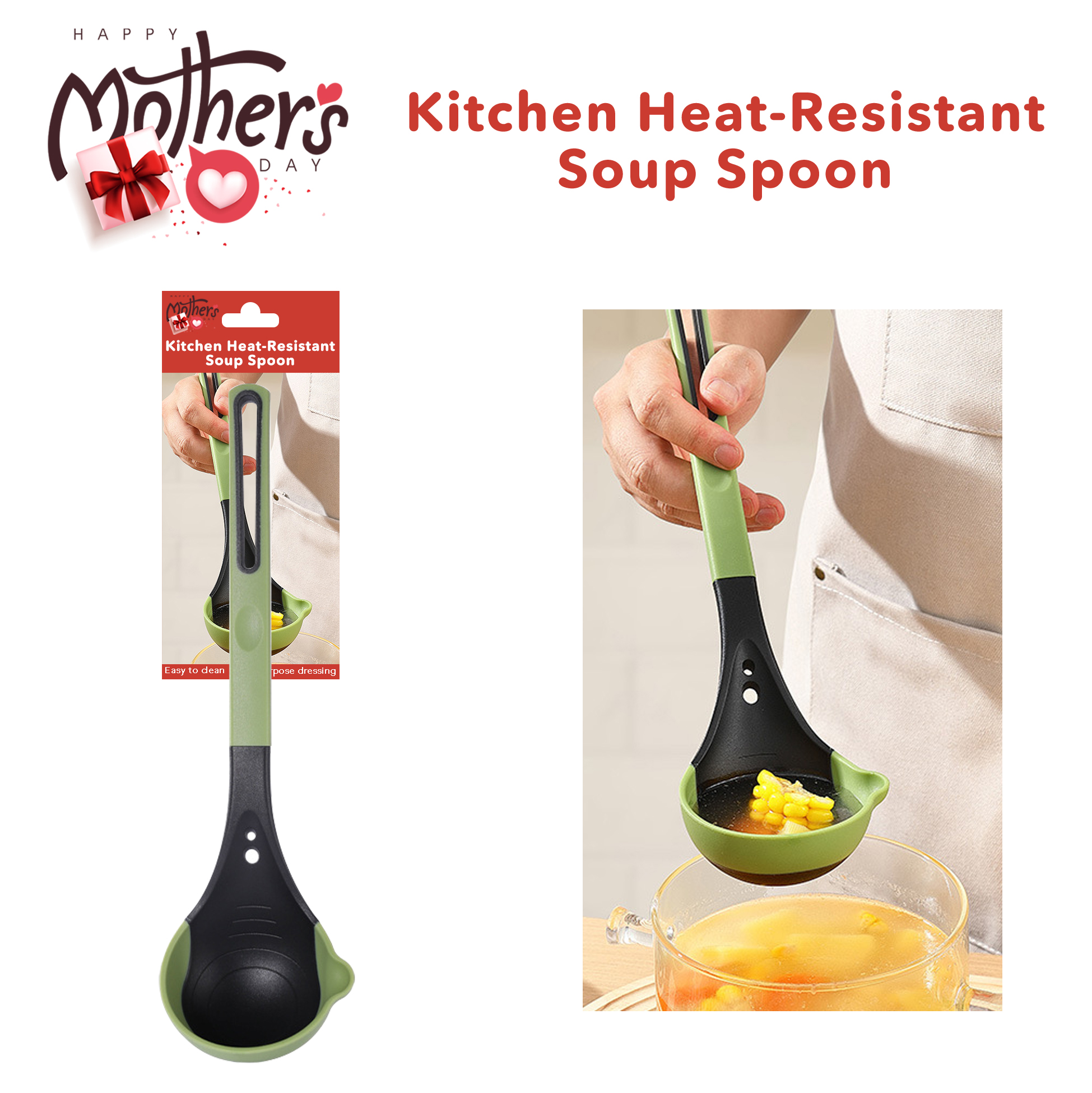 Heat-resistant Kitchen Soup Spoon Non-stick Silicone Soup Spoon