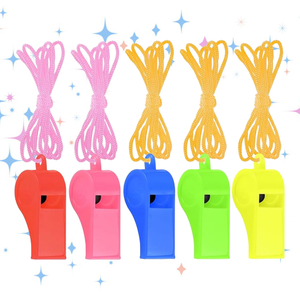 Multi-color Plastic Whistle Set with Lanyard 