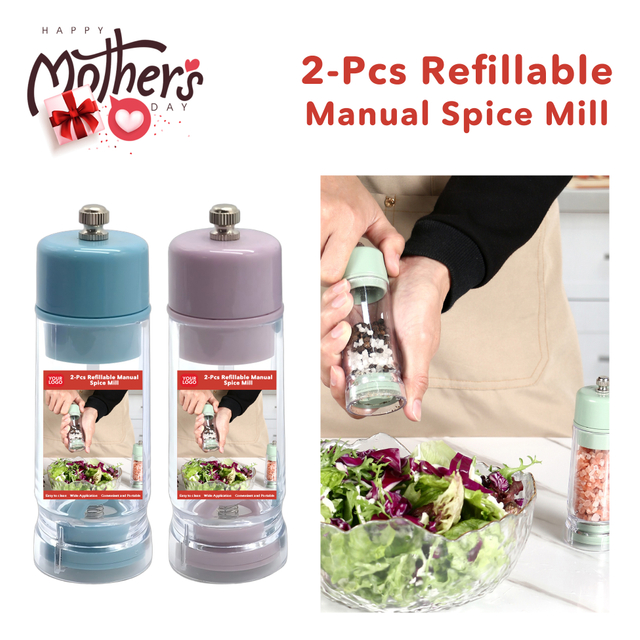 Mother's Day 2-pcs Refillable Manual Spice Mill