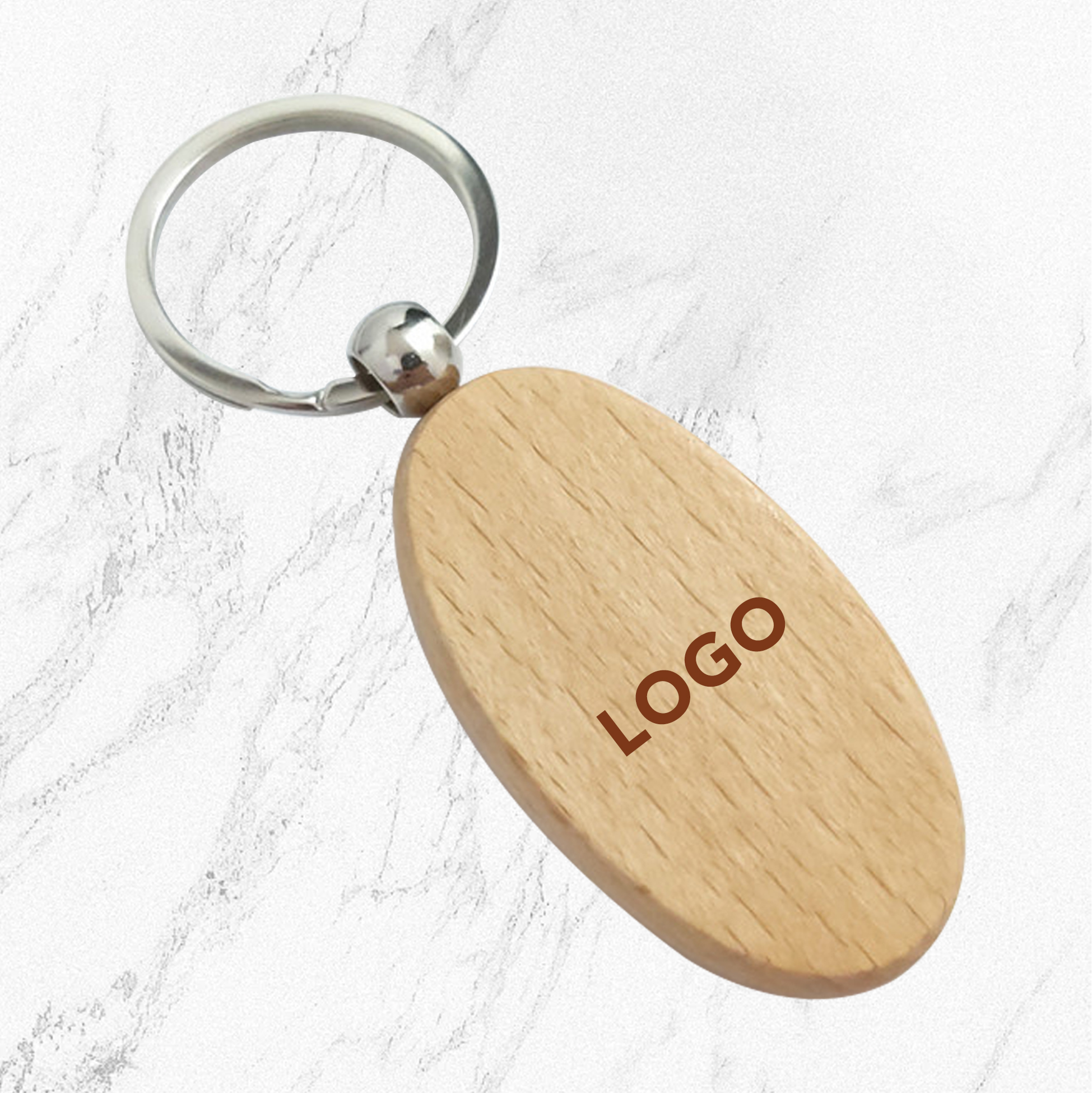 Wooden Oval Keychain Custom Logo Wooden Keychain