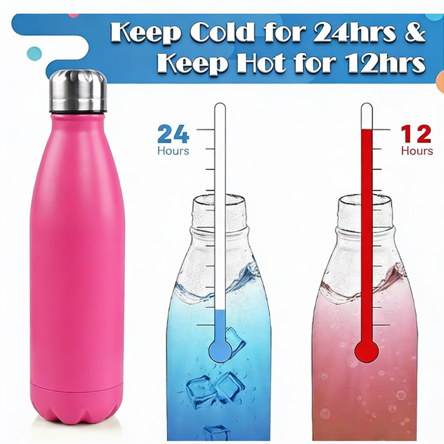 500ml 304 Stainless Steel Water Bottle Multi-color Vacuum Insulated Flask
