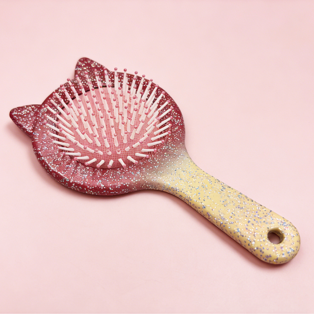 Glitter Gradient Cat Ear Hair Brush