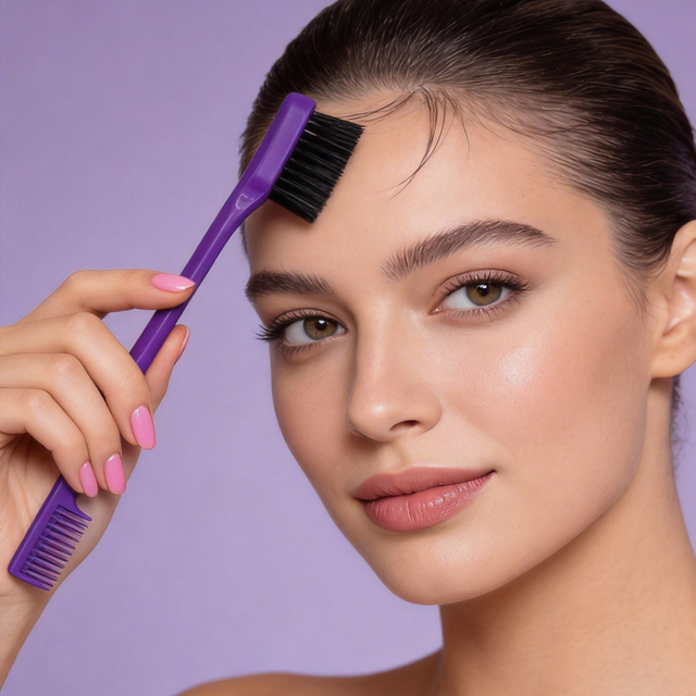 Purple Dual-Ended Edge Control Brush