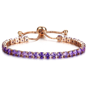 Adjustable Rose Gold Plated Amethyst Tennis Bracelet for Women