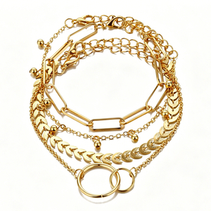 4Pcs Gold Layered Bracelets for Women